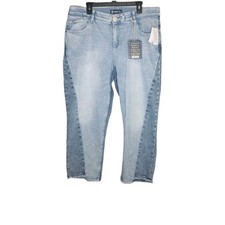 Democracy Ab Solution Blue Jeans SZ 20W High Rise Mold  Hold Straight Raw Hem