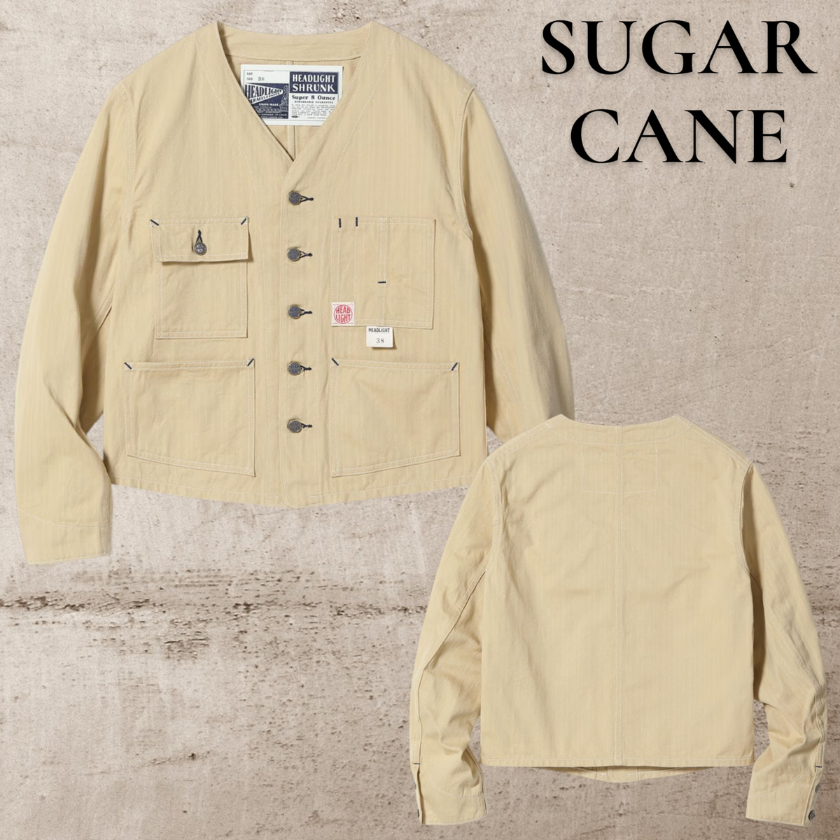 SUGAR CANE Lot No. HD15909 HEADLIGHT 10oz. RANDOM HBT WORK VEST
