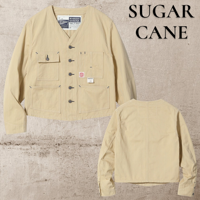 SUGAR CANE Lot No. HD15909 HEADLIGHT 10oz. RANDOM HBT WORK VEST