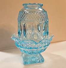 vintage Blue  Clear Pressed Glass Westmoreland