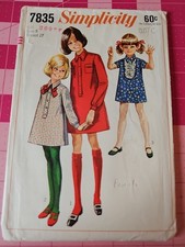 Simplicity 7835 Girls Vintage 60s Shirt Dresses Pattern 3 Views Size 8 CUT