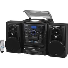 JENSEN JMC1250P BLACK BLUETOOTH HOME STEREO 3SPEED TURNTABL