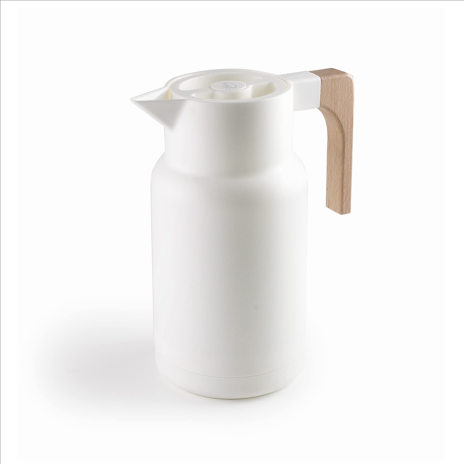 Thermos pour liquides blanc et bois au bureau | Pichet isotherme chaud et froid