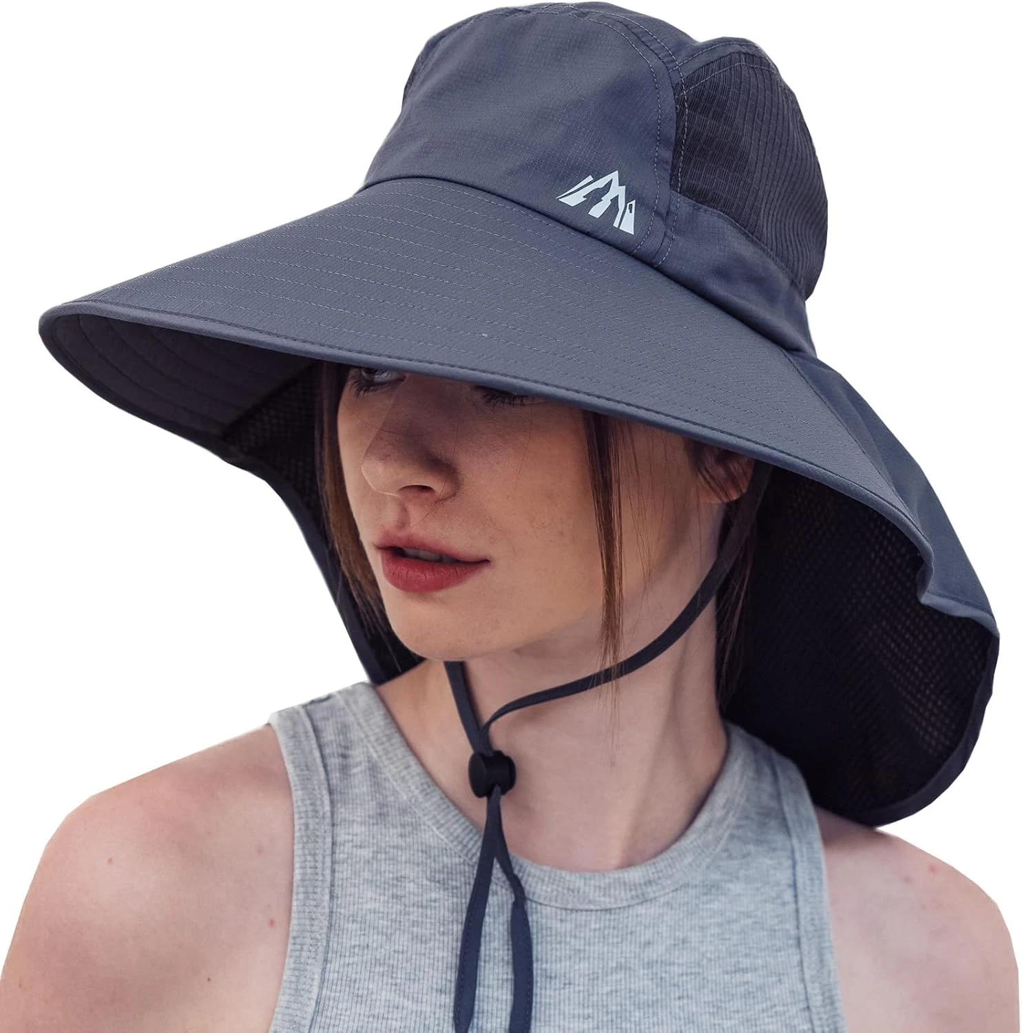 UV Sun Protection Hat Women Foldable Neck Flap Wide Brim Fishing Hat with Ponyta