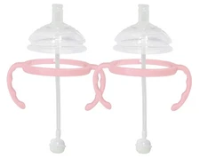 Straw Transition Cup Kit For Comotomo Baby Bottles Conversion Lid Pink 2 PCS