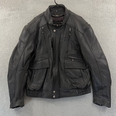 Vintage Xpert Performance Gear Jacket Mens 2XL Black Leather Motorcycle Biker