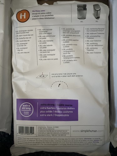 SimpleHuman Type H Trash Bags for 30-35L Cans - 7+ Pack - Picture 4 of 4