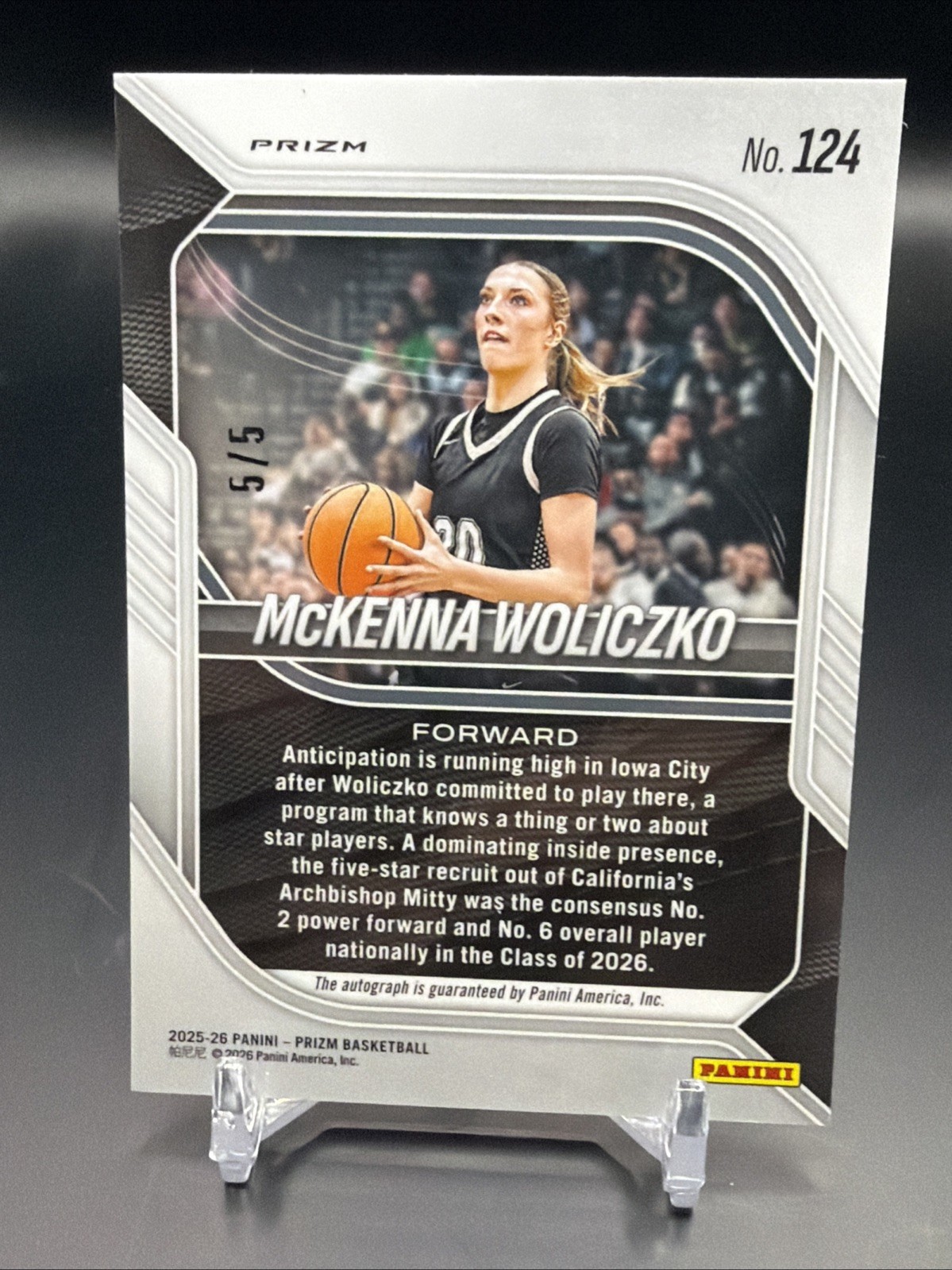 2025-2026 Prizm Basketball McKenna Woliczko Gold Vinyl Auto /5 NIL *Last On Card view 2