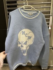 Heaven Can Wait Light Blue Skull Jumper