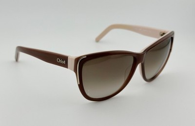 Chloe Women s CE602S 905 Brown/Beige/Gold Women's Cat Eye Sunglasses AUTHENTIC