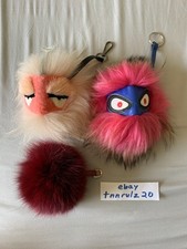 Lot of 3 Bag Charms : Pom pom, Monster - Bug Keychain no brand 