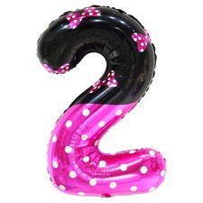 40 Inch Cartoon Number 2 Pink Balloons,Giant Number with Bow Pattern Style Ba...