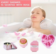 Spa Gift Basket for Her- Pink Self Care Set w/ Blanket Tumbler Socks Candle Soap