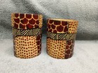 Vintage Safari Hand Carved Wood Cups Kenya Africa Hand Painted Giraffe's  — photo 4