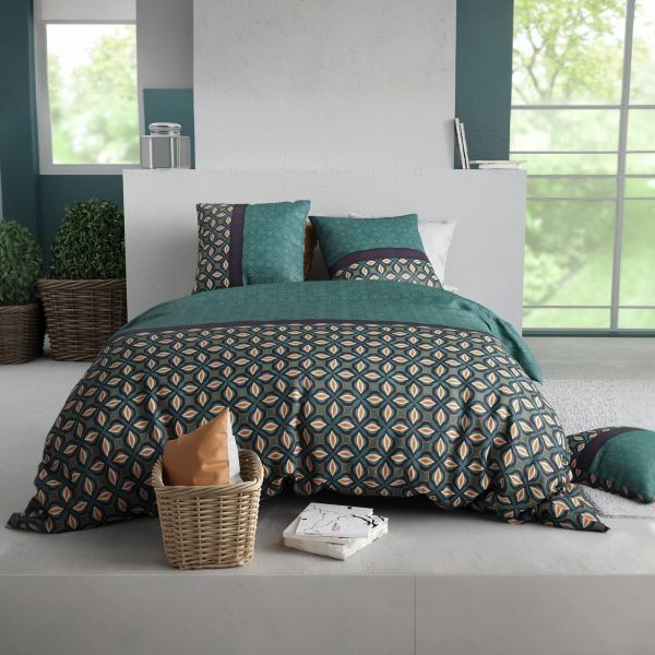Parure de lit 220x240 cm en pur coton 57 fils collection Éternité premium