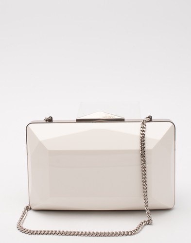 RRP€1998 JIMMY CHOO Diamond Box Clutch Bag Metal Frame Chain Strap Made in Italy