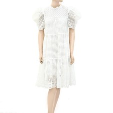 Ulla Johnson Simone Eyelet Mini Dress White Short Sleeve Cotton XS 231901
