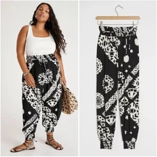 ANTHROPOLOGIE Aniya Black & White Balloon Joggers  // XS 