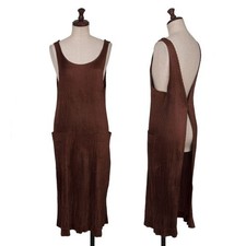 im product ISSEY MIYAKE Pleated Apron Dress Brown Free Size Used