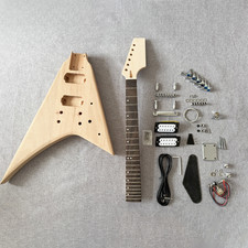 DIY electric v jackson guitar kit mahogany body maple neck rosewood fn bolt on