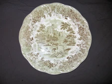 J&G Meakin Romantic England OLIVE Derbyshire Haddon Hall Dinner Plates 10"