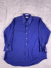 Christian Dior Button-Up XL Blue 100 Cotton Button Cuffs Dress Shirt