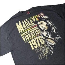 VTG Y2K Bob Marley The Wailers Rastaman Reggae Black Tshirt Zion Rootswear 2XL