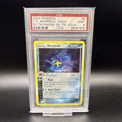 Pokemon Team Aqua's Sharpedo EX TM Magma Vs TM Aqua Holo Rare #5 PSA 9 Mint