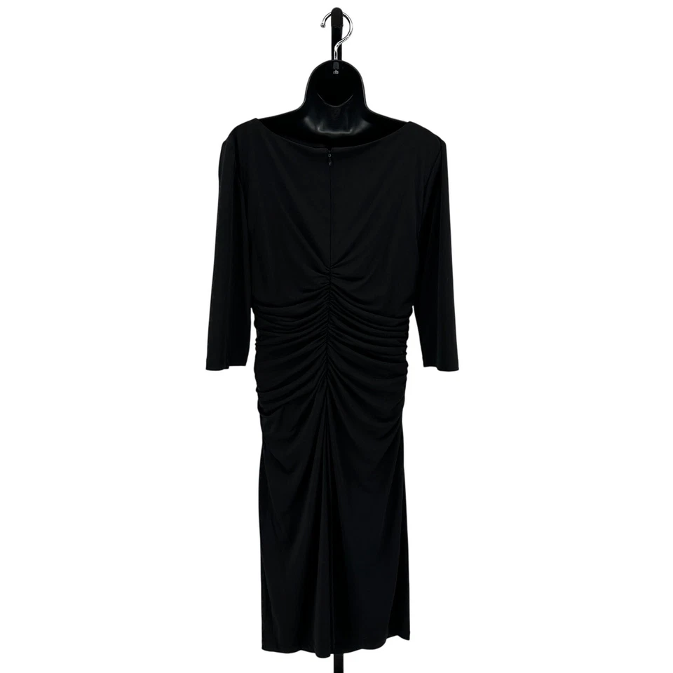 Sangria Midi платье WMNS 14 AWIFK58I черный собранными в Рюш 3/4 рукава Sweetheart шеи молнии - Изображение 4 из 4