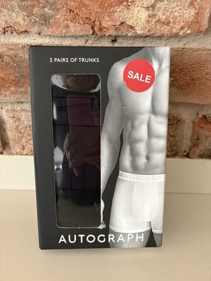 Bnwt Medium Autograph Trunks Black M&S Boxershorts - Pack Of 3