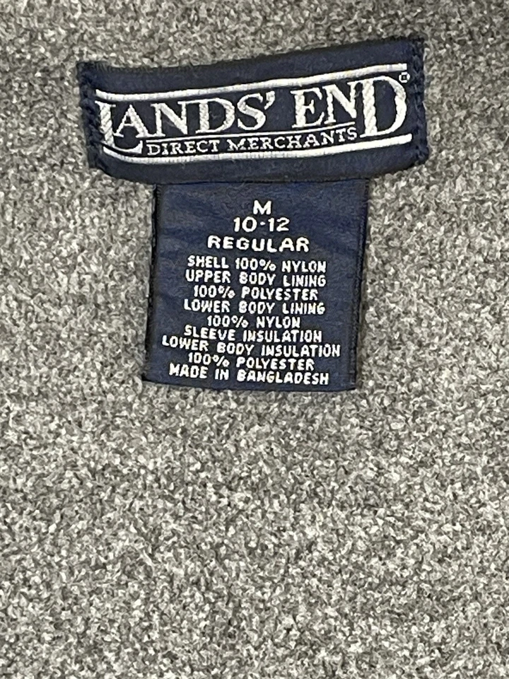 Lands End Polartec 外套女式 M 10-12 勃艮第羊毛绗缝衬里冬季保暖 — 第 3/4 张图片