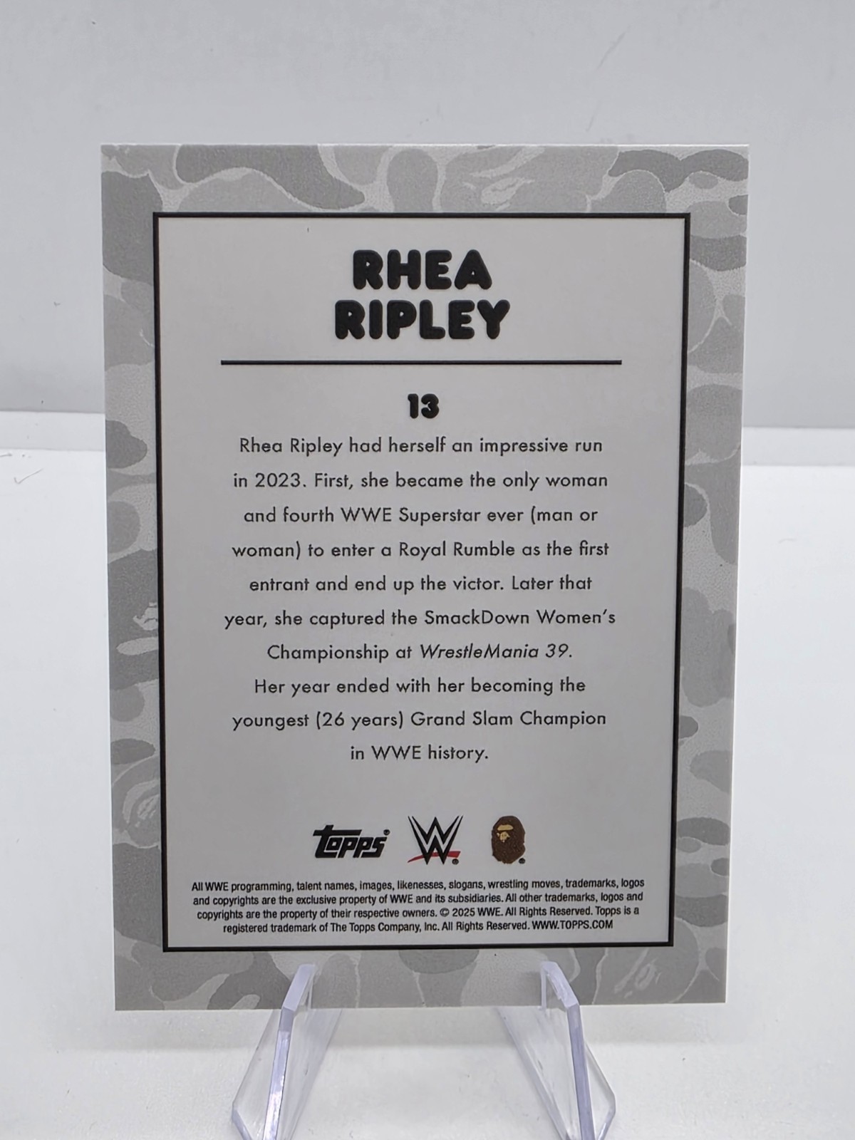 Rhea Ripley 2025 Topps WWE x Bape Red Camo /199 thumbnail 4