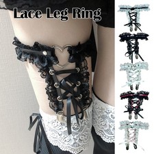 1pc Women Punk Heart Ring Lace Leather Thigh Leg Harness Garter Belt Accessory.