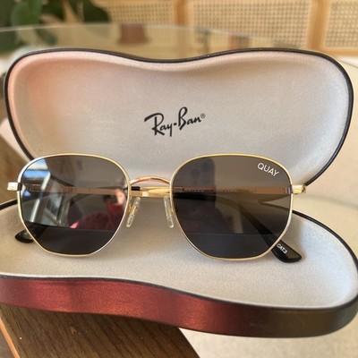 Quay X Love Island Big Time Round Sunglasses Gold Smoke Polarized Lightweight