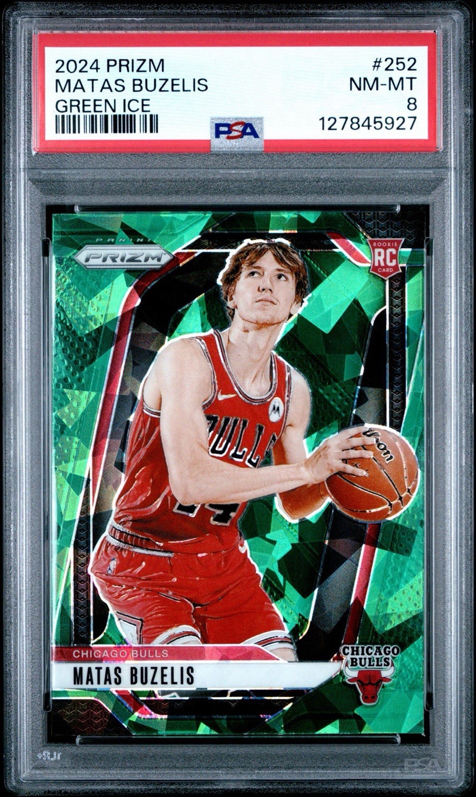 2024 PANINI PRIZM GREEN ICE #252 MATAS BUZELIS PSA 8