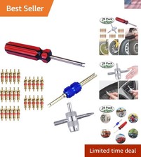 Versatile 3-piece Tire Valve Core Tool Kit With Brass Cores For All Vehicles Versatile 3-piece Tire Valve Core Tool Kit With Brass Cores For All Vehicles