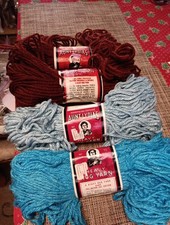 4-AUNT LYDIA'S HEAVY RUG YARN 2- 325 Rust, 1- 213 Lt. Blue, 1- 215 Peacock NEW