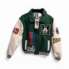 NWT Disney Mickey Mouse Varsity Letterman Jacket Green Men s M / Women s L