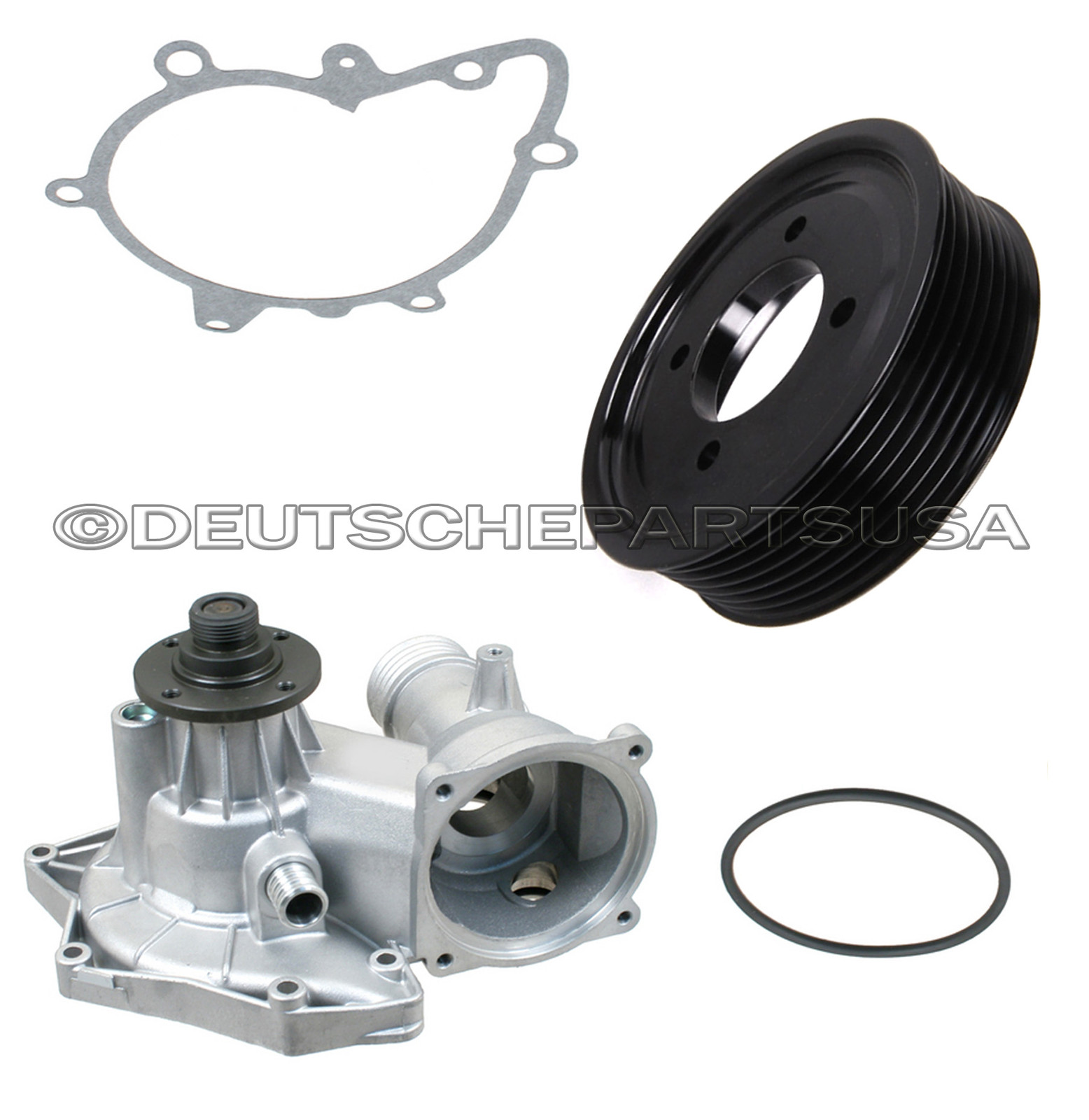 WATER PUMP W/ METAL IMPELLER + GASKET + ALUMINIUM PULLEY for BMW E38
