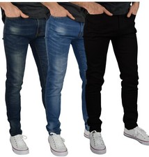 Mens Jeans Slim Fit Stretch Flex Casual Straight Leg Denim Trousers Sizes 28-40