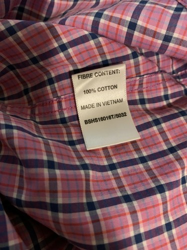 Gazman Tailored Fit Mens Long Sleeve Pink Check Business Shirt Size 39/40 - Picture 6 of 6