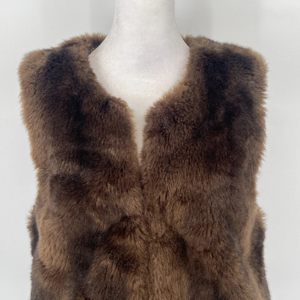 Sanctuary Anthropologie Vest Women's Size Small Brown Faux Fur Lined Sleeveless - Image 2 of 4