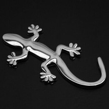 3D Gecko Shape Lizard Chrome Badge Emblem Decal Car Decoration Stickers Silver