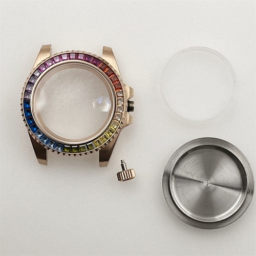 41 mm Mechanisches Uhrengehäuse Armband Regenbogen Lünette für NH35A/36/4R35A/4R36A Uhrwerk - Bild 2 von 11