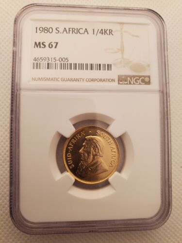 1980 1/4 KR South Africa 1/4 oz Gold Krugerrand PCGS MS 67 | Top Pop UNC