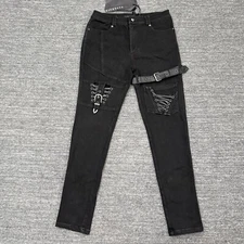 Punk Rave Jeans Medium Gothic Knee Deconstructed Hollow Denim Trousers WK-468NCF