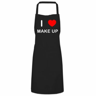 Make Up I Love Küchenschürze Latz mit verstellbarem Hals und Bändern