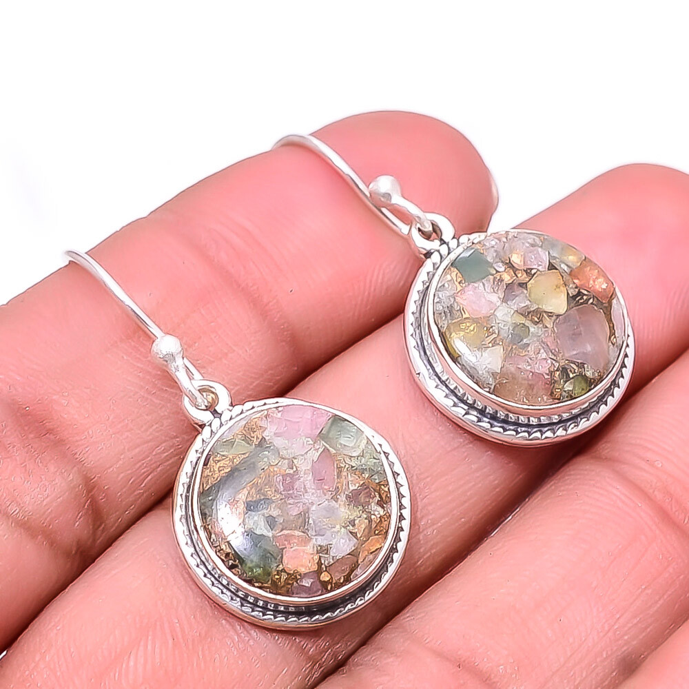 Copper Tourmaline -Brazil Designer 925 Sterling Silver Earring 1.33