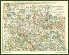 Landkarte anno 1906 - Provinz Rheinland Westfalen Schaumburg Lippe Waldeck