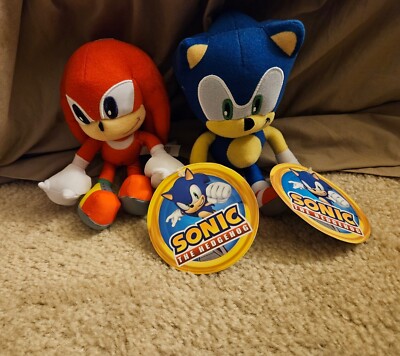New 8  Set Of 2 Sonic The Hedgehog And Knuckles Soft Plush Toys